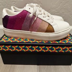 Kurt Geiger rhinestone Laney Stripe Crystal pink Women's Sneakers 9.5